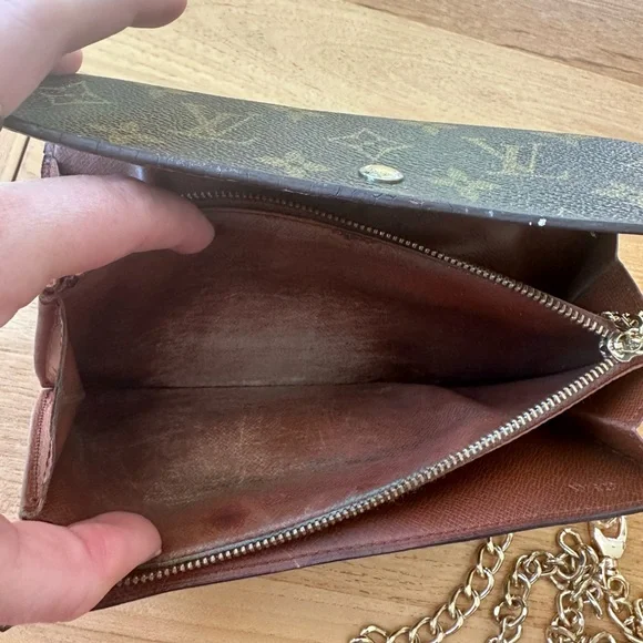 LV wallet converted to crossbody